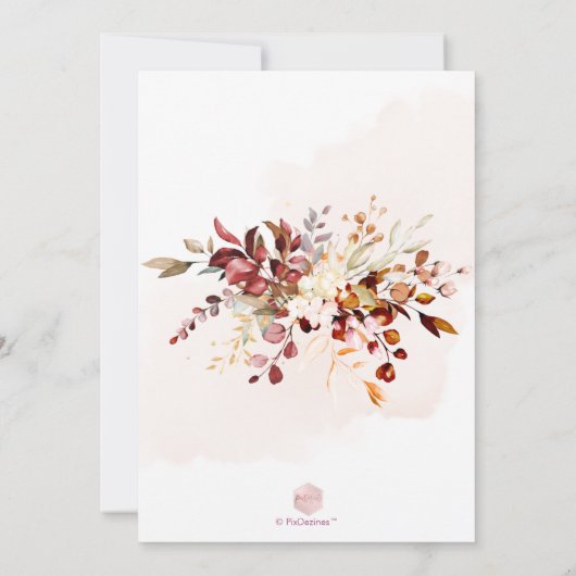 PixDezines Waterverf Herfst Foliage Gum Eucalyptus Kaart (Achterkant)