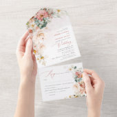 PixDezines Waterverf Herfst Garden Flowers All In One Uitnodiging (Afscheurbaar)