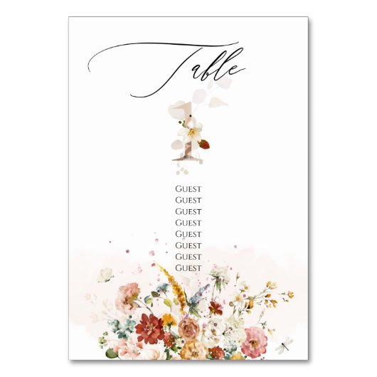 PixDezines Waterverf Herfst Garden Flowers Kaart (Achterkant)