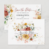 PixDezines Waterverf Herfst Garden Flowers Save The Date (Voorkant / Achterkant)