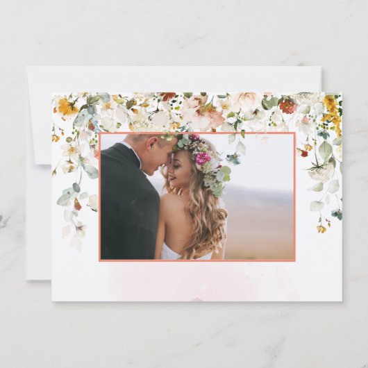 PixDezines Waterverf Herfst Garden Flowers Save The Date (Achterkant)