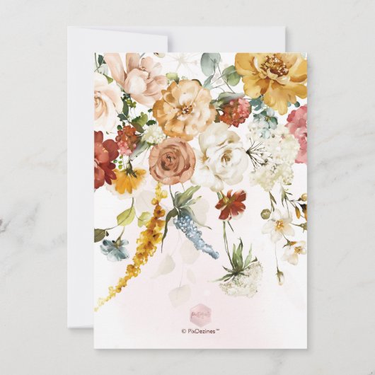 PixDezines Waterverf Herfst Garden Flowers Save The Date (Achterkant)