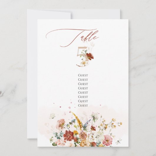 PixDezines Waterverf Herfst Garden Flowers Tabel 5 Kaart (Voorkant)