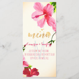 PixDezines Waterverf Hibiscus Menu/Roze Menu