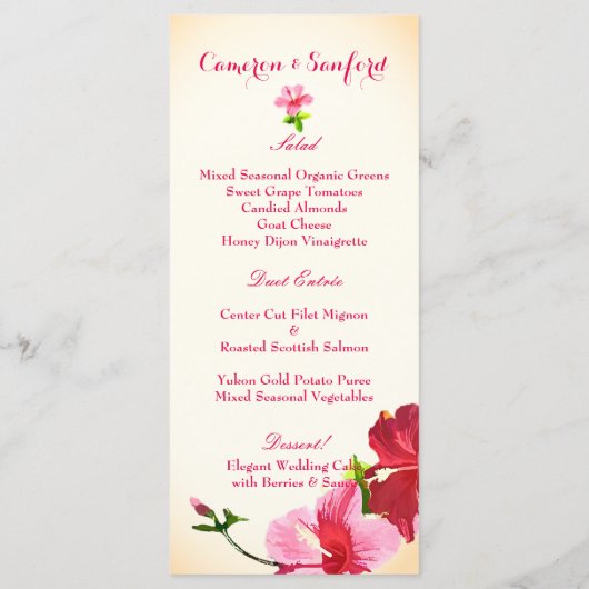PixDezines Waterverf Hibiscus Menu/Roze Menu (Achterkant)