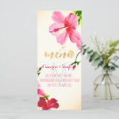 PixDezines Waterverf Hibiscus Menu/Roze Menu (Staand voorkant)