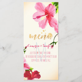 PixDezines Waterverf Hibiscus Menu/Roze Menu