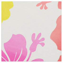 PixDezines waterverf hibiscus/roze/groen/aqua Stof