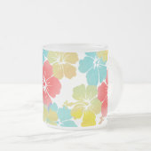 PixDezines waterverf hibiscus/sinaasappel/geel/bla Matglas Koffiemok (Voorkant rechts)