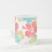 PixDezines waterverf hibiscus/sinaasappel/geel/bla Matglas Koffiemok (Voorkant links)