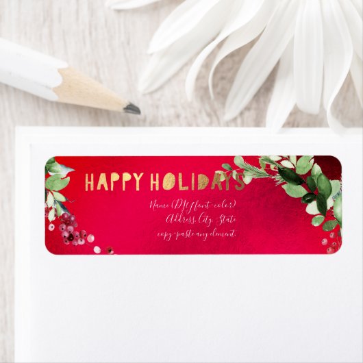 PixDezines Waterverf kerstwinter Wreath Etiket (Insitu)