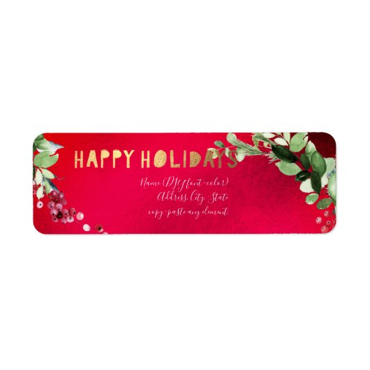 PixDezines Waterverf kerstwinter Wreath Etiket (Voorkant)