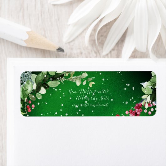 PixDezines Waterverf kerstwinter Wreath Etiket (Insitu)