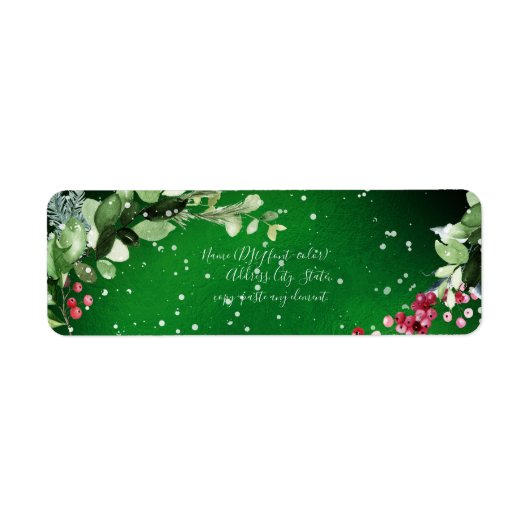 PixDezines Waterverf kerstwinter Wreath Etiket (Voorkant)