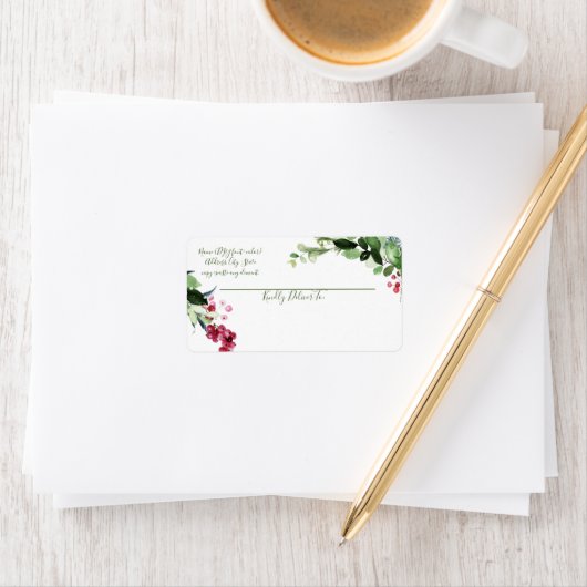 PixDezines Waterverf kerstwinter Wreath Etiket (Insitu)