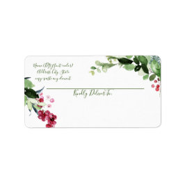 PixDezines Waterverf kerstwinter Wreath Etiket