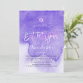 PixDezines Waterverf Lavender Paars Bat Mitzvah Kaart (Staand voorkant)