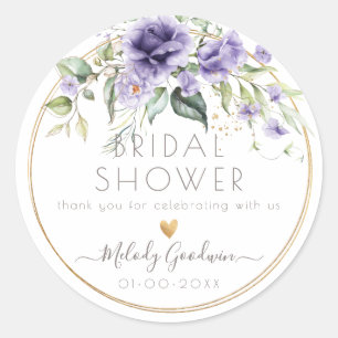 PixDezines Waterverf Lavender Paarse Rozen Ronde Sticker