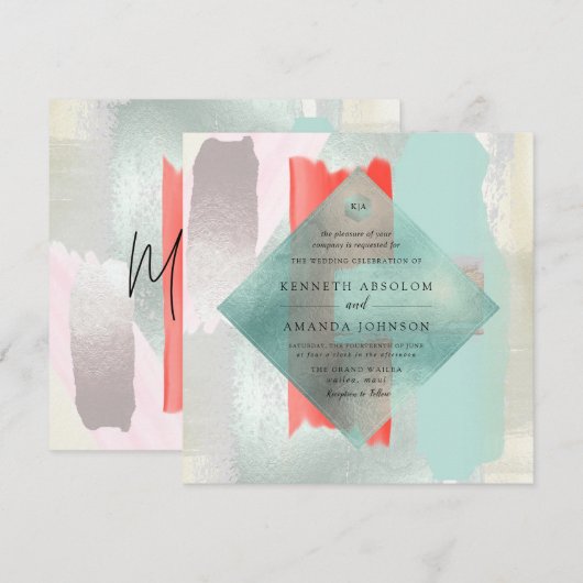 PixDezines Waterverf Levende koraal Seafoam Mist Kaart (Voorkant / Achterkant)