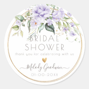 PixDezines Waterverf Lila Paarse Rozen Ronde Sticker