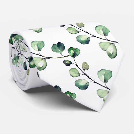 PixDezines Waterverf Lush Green Eucalyptus Stropdas (Opgerold)