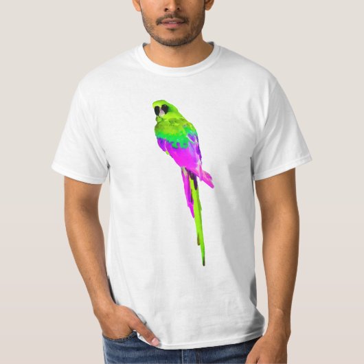 PixDezines waterverf macaw/hot pink T-shirt (Voorkant)