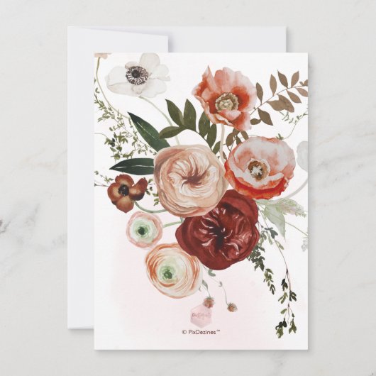 PixDezines Waterverf Marsala Red Autumn Love Save Save The Date (Achterkant)