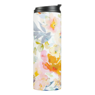 PixDezines WATERVERF MIDSUMMER GARDEN ROZEN Thermosbeker