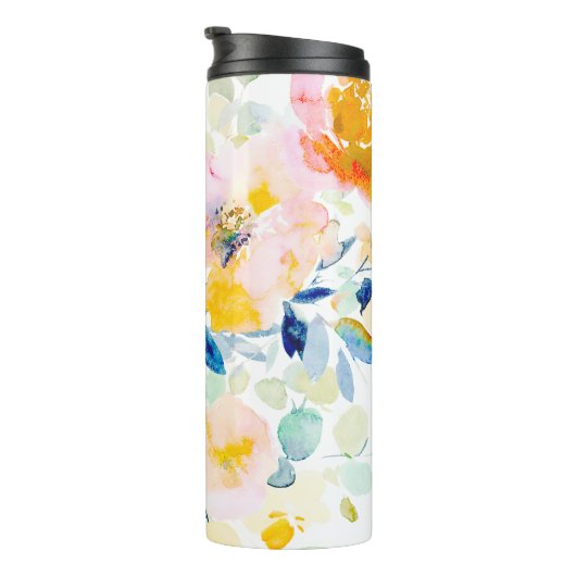 PixDezines WATERVERF MIDSUMMER TUIN ROZEN Thermosbeker (Geroteerd rechts)