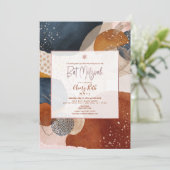 PixDezines Waterverf Modern Abstract Bat Mitzvah Kaart (Staand voorkant)