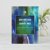 PixDezines Waterverf Modern Art Bar Mitzvah Kaart (Staand voorkant)