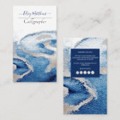 PixDezines Waterverf Modern Waves, Blauw+Zilver Visitekaartje (Voorkant / Achterkant)