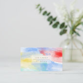 PixDezines Waterverf Modern Waves, Pastel Visitekaartje (Staand voorkant)