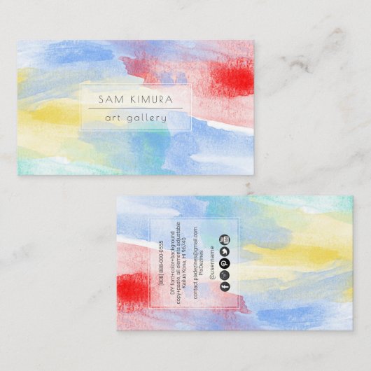 PixDezines Waterverf Modern Waves, Pastel Visitekaartje (Voorkant / Achterkant)