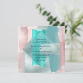 PixDezines Waterverf Moderne Blauwgroen Aqua Blush Kaart (Staand voorkant)