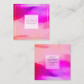 PixDezines Waterverf Moderne golven, neonroze Vierkante Visitekaartje (Voorkant / Achterkant)