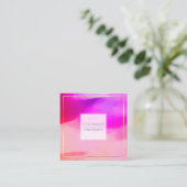 PixDezines Waterverf Moderne golven, neonroze Vierkante Visitekaartje (Staand voorkant)