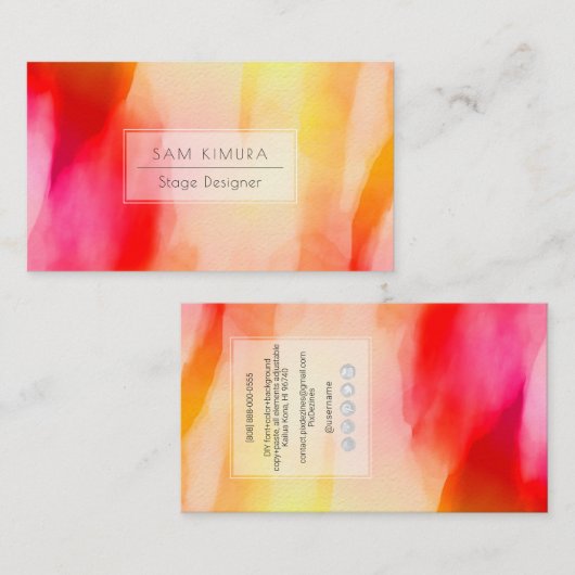 PixDezines Waterverf Moderne golven, zonsopgang Visitekaartje (Voorkant / Achterkant)