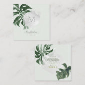 PixDezines Waterverf Monstera Tropische afbraak Vierkante Visitekaartje (Voorkant / Achterkant)