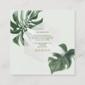 PixDezines Waterverf Monstera Tropische afbraak Vierkante Visitekaartje (Achterkant)