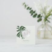 PixDezines Waterverf Monstera Tropische afbraak Vierkante Visitekaartje (Staand voorkant)