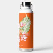 PixDezines Waterverf Oranje Cymbidium Orchid Waterfles (Achterkant)