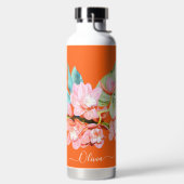 PixDezines Waterverf Oranje Cymbidium Orchid Waterfles (Links)