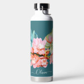 PixDezines Waterverf Oranje Cymbidium Orchid Waterfles (Links)