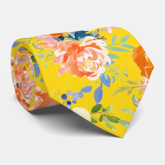 PixDezines Waterverf Oranje volken in Pansie Stropdas (Opgerold)