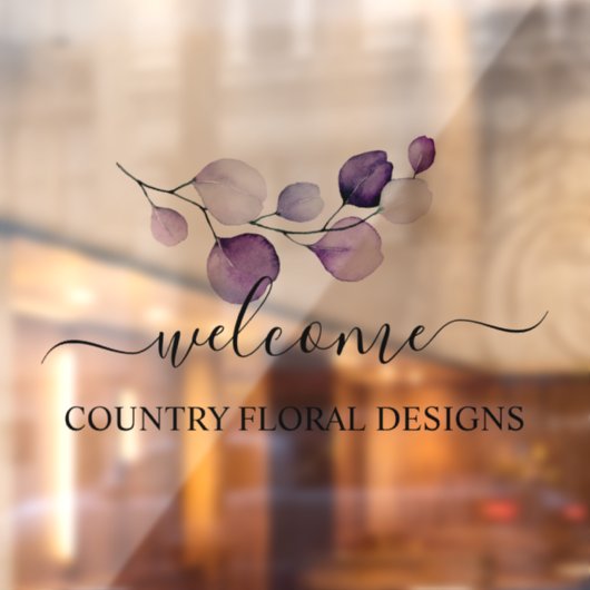 PixDezines Waterverf Paarse Eucalyptus Sprig Raamsticker (Vel 2)