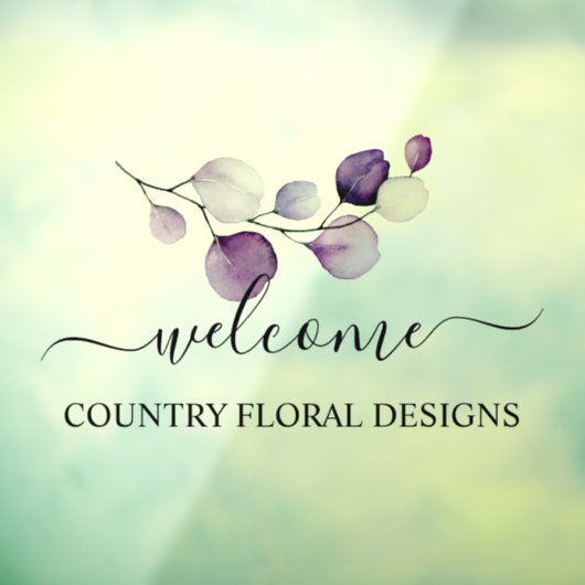 PixDezines Waterverf Paarse Eucalyptus Sprig Raamsticker (Vel 3)