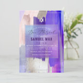 PixDezines Waterverf Paarse Stalen Bar Mitswa Kaart (Staand voorkant)