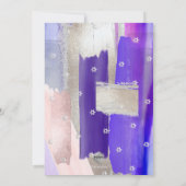 PixDezines Waterverf Paarse stalen Bat Mitzvah Kaart (Achterkant)