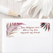 PixDezines Waterverf Palm Fronds, Bourgogne Etiket (Insitu)